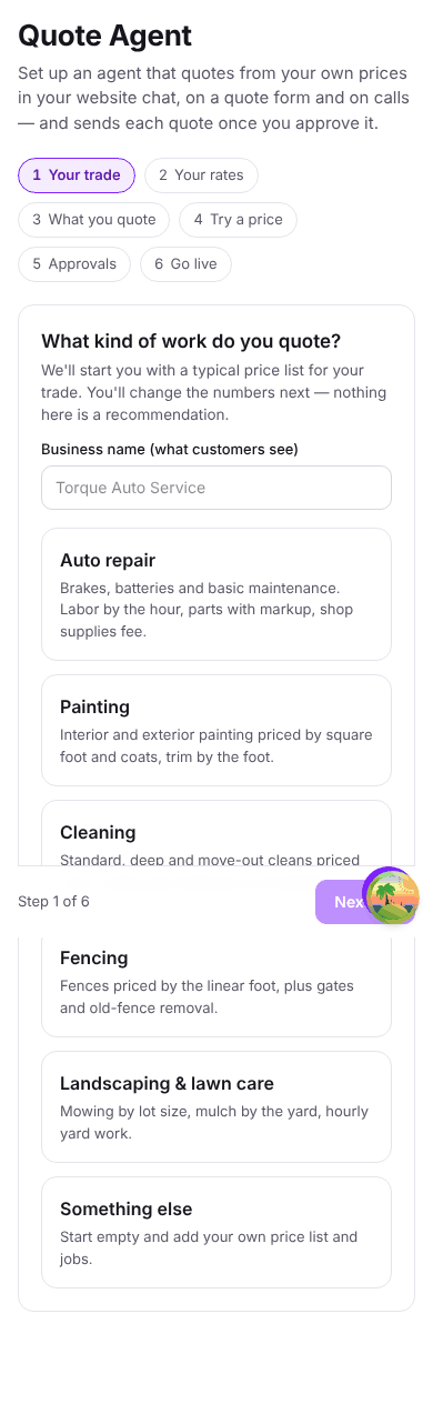 Guided setup on a phone